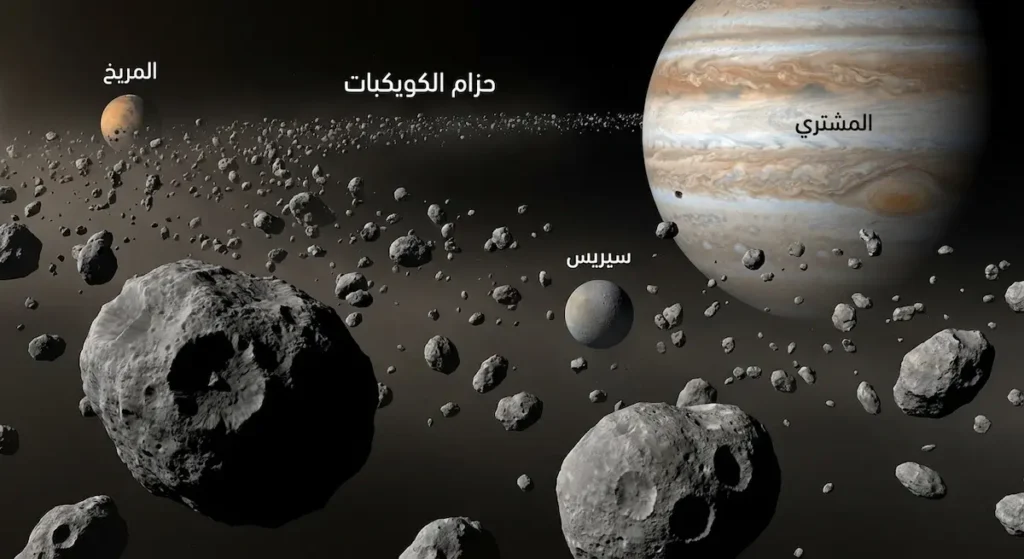 صورة فضائية لحزام الكويكبات تُظهر ملايين الصخور الفضائية والكوكب القزم سيريس بين مداري المريخ والمشتري