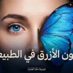 دمج فني لعين زرقاء وجناح فراشة مورفو وسماء صافية يعبر عن ندرة اللون الأزرق في الطبيعة.