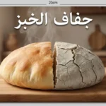 صورة مقارنة بين نصف رغيف خبز طازج طري ذي لون ذهبي ونصف آخر جاف متشقق باهت اللون توضح ظاهرة جفاف الخبز