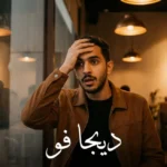 شخص يقف في مقهى بتعبير حيرة مع انعكاس شبحي للمشهد يرمز لظاهرة ديجا فو