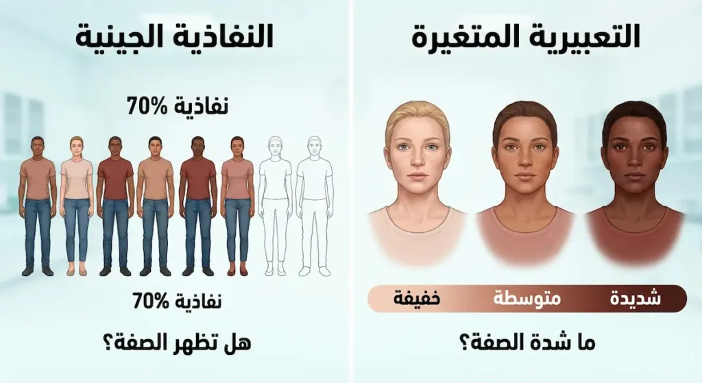 مقارنة بين مفهومي النفاذية الجينية والتعبيرية المتغيرة في الوراثة
