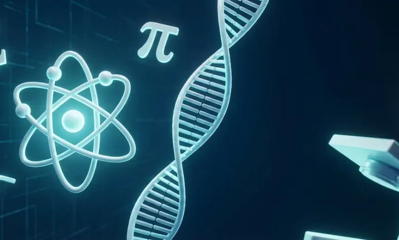 واجهة رقمية تعرض رموزاً لأدوات علمية وحاسبات تفاعلية لمختلف العلوم.