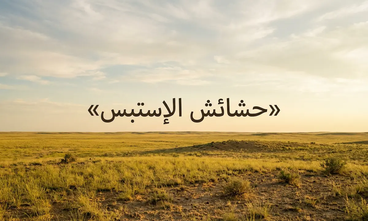 منظر واقعي لسهول حشائش الإستبس شبه الجافة مع أعشاب قصيرة وسماء واسعة