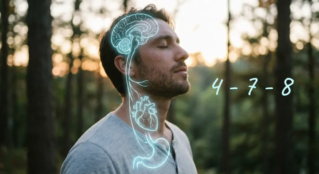  توضيح مسار العصب المبهم وتمارين التنفس لتقليل التوتر.