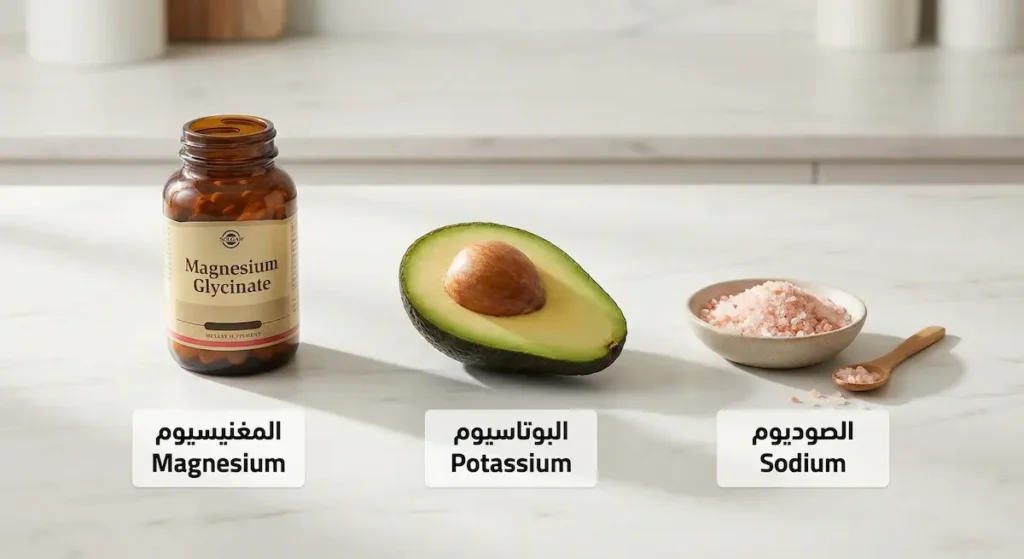 ثلاثة مصادر للإلكتروليتات في الكيتو الرمضاني: ملح الهيمالايا للصوديوم والأفوكادو للبوتاسيوم ومكمل المغنيسيوم