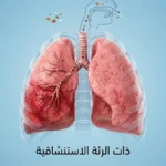 صورة غلاف توضيحية تُظهر رئتين بشريتين مع إبراز منطقة الالتهاب في الفص السفلي للرئة اليمنى ومسار دخول جزيئات الطعام عبر القصبة الهوائية، مع عبارة ذات الرئة الاستنشاقية