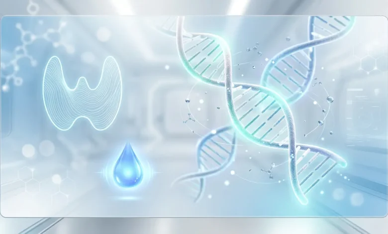 تصميم طبي تجريدي يعبر عن تخصص أمراض السكري والغدد الصماء لصفحة الدكتور محمد الشامي على موقع خلية الطبي.