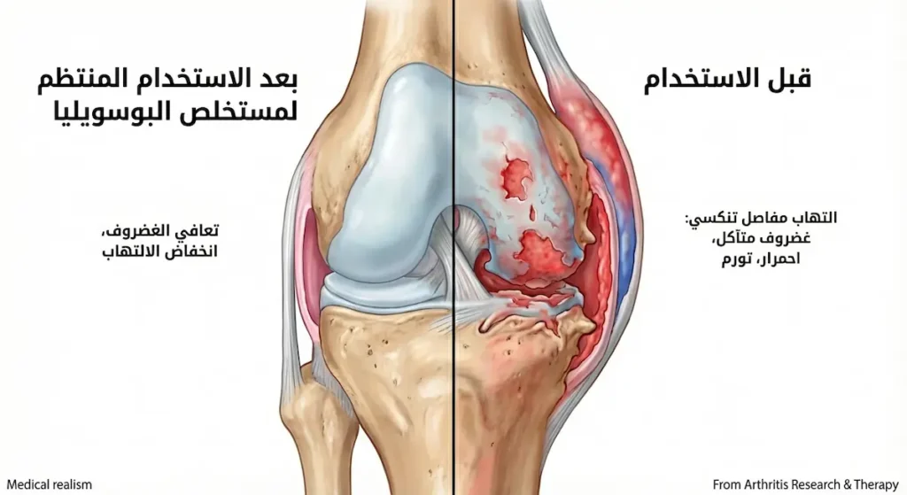 تأثير مستخلص البوسويليا على التهاب المفاصل التنكسي (قبل وبعد)