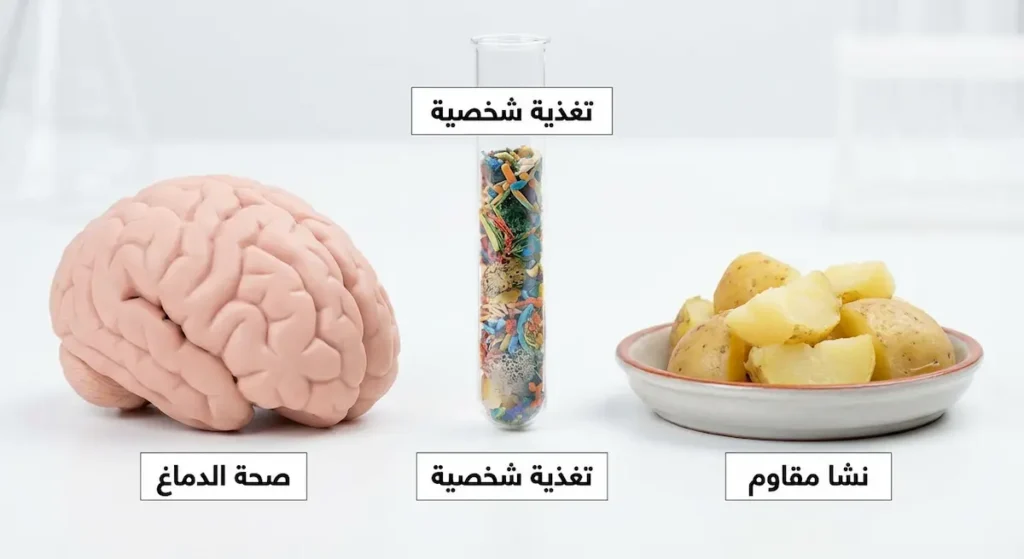 ثلاثة عناصر تُمثل الاتجاهات البحثية الحديثة: النشا المقاوم والتغذية الشخصية وصحة الدماغ