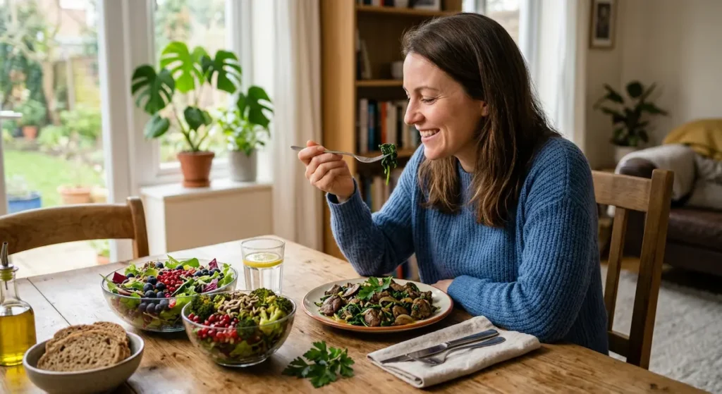 شخص يتناول وجبة غنية بالحديد ومضادات الأكسدة استعداداً لبدء العلاج الكيماوي