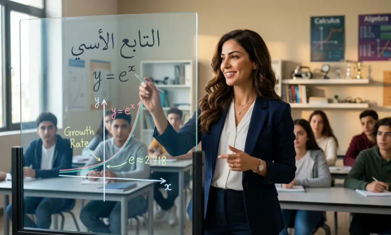 صورة توضيحية لمعادلة التابع الأسي في الرياضيات