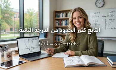 صورة تعليمية تشرح التابع كثير الحدود من الدرجة الثانية والقطع المكافئ