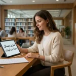 فتاة تدرس تمارين ومسائل محلولة عن النهايات في الرياضيات