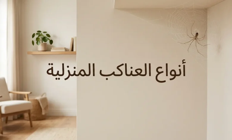 صورة غلاف مقالة أنواع العناكب المنزلية تظهر عنكبوت القبو على شبكته في زاوية غرفة نظيفة