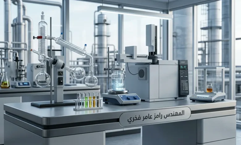مختبر هندسة بتروكيميائية حديث يمثل تخصص المهندس رامز عامر فخري