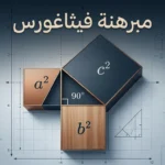 صورة غلاف توضح مبرهنة فيثاغورس بمثلث قائم الزاوية ومربعات مرسومة على أضلاعه في تصميم علمي حديث.