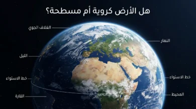 صورة واقعية للأرض من الفضاء تُظهر انحناءها بوضوح مع مساحة علوية لإضافة عنوان المقال