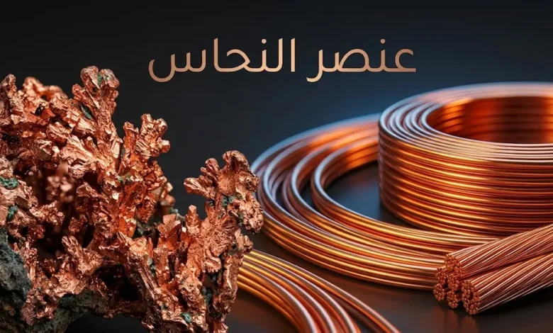 صورة غلاف تُظهر عنصر النحاس الخام والأسلاك النحاسية المصقولة