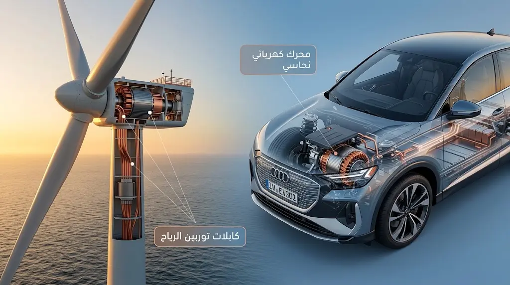 استخدامات النحاس في السيارات الكهربائية وتوربينات الرياح