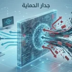 صورة غلاف توضح جدار الحماية كحاجز رقمي يفصل بين حركة إنترنت عدائية وشبكة داخلية آمنة