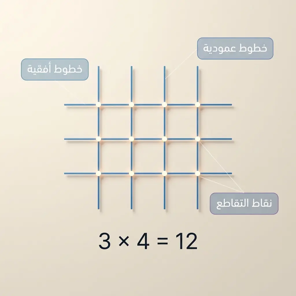 الطريقة اليابانية الشبكية لضرب الأعداد باستخدام خطوط متقاطعة ونقاط تقاطع