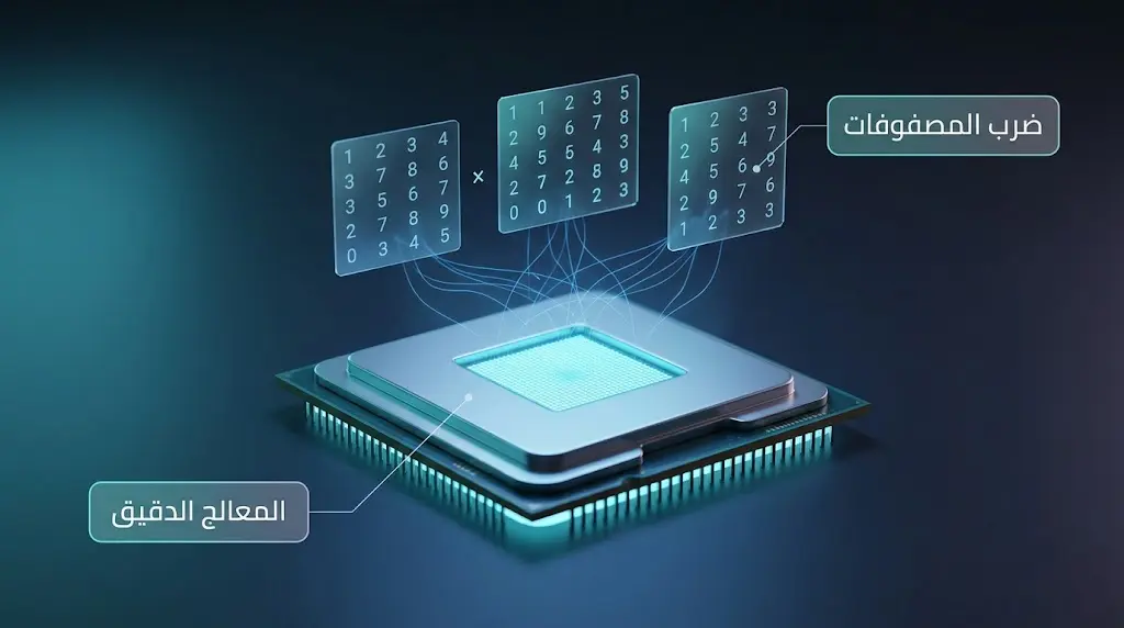 معالج حاسوبي حديث مع مصفوفات ضرب رقمية عائمة تمثل الحوسبة الحديثة