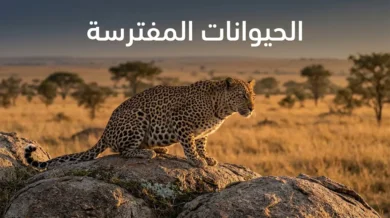 نمر أفريقي يقف على صخرة في السافانا عند الغروب مع عنوان المقالة