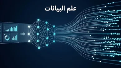 صورة غلاف توضح مفهوم علم البيانات كجسر بين البيانات الرقمية والقرار الذكي