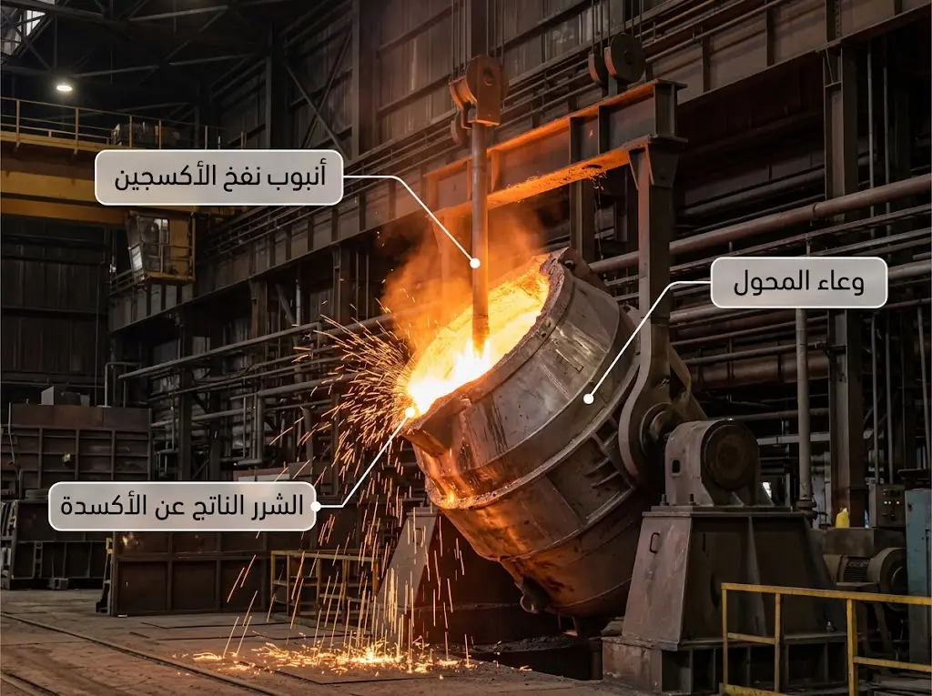  محول الأكسجين الأساسي أثناء نفخة الأكسجين لتحويل الحديد الغفل إلى فولاذ