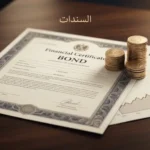 شهادة سند مالي على مكتب فاخر ترمز لمفهوم السندات كأداة دين استثمارية