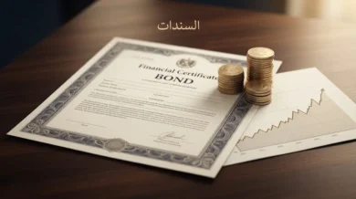شهادة سند مالي على مكتب فاخر ترمز لمفهوم السندات كأداة دين استثمارية