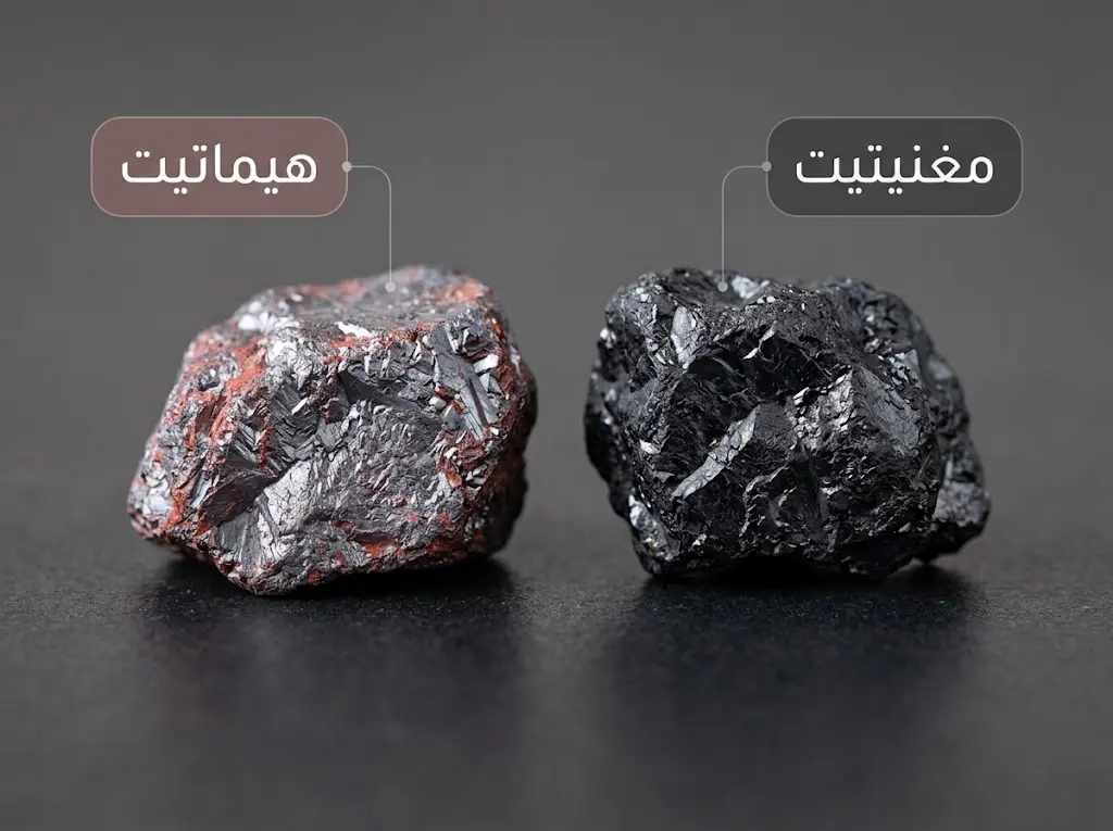 عينتان من خام الحديد: الهيماتيت والمغنيتيت