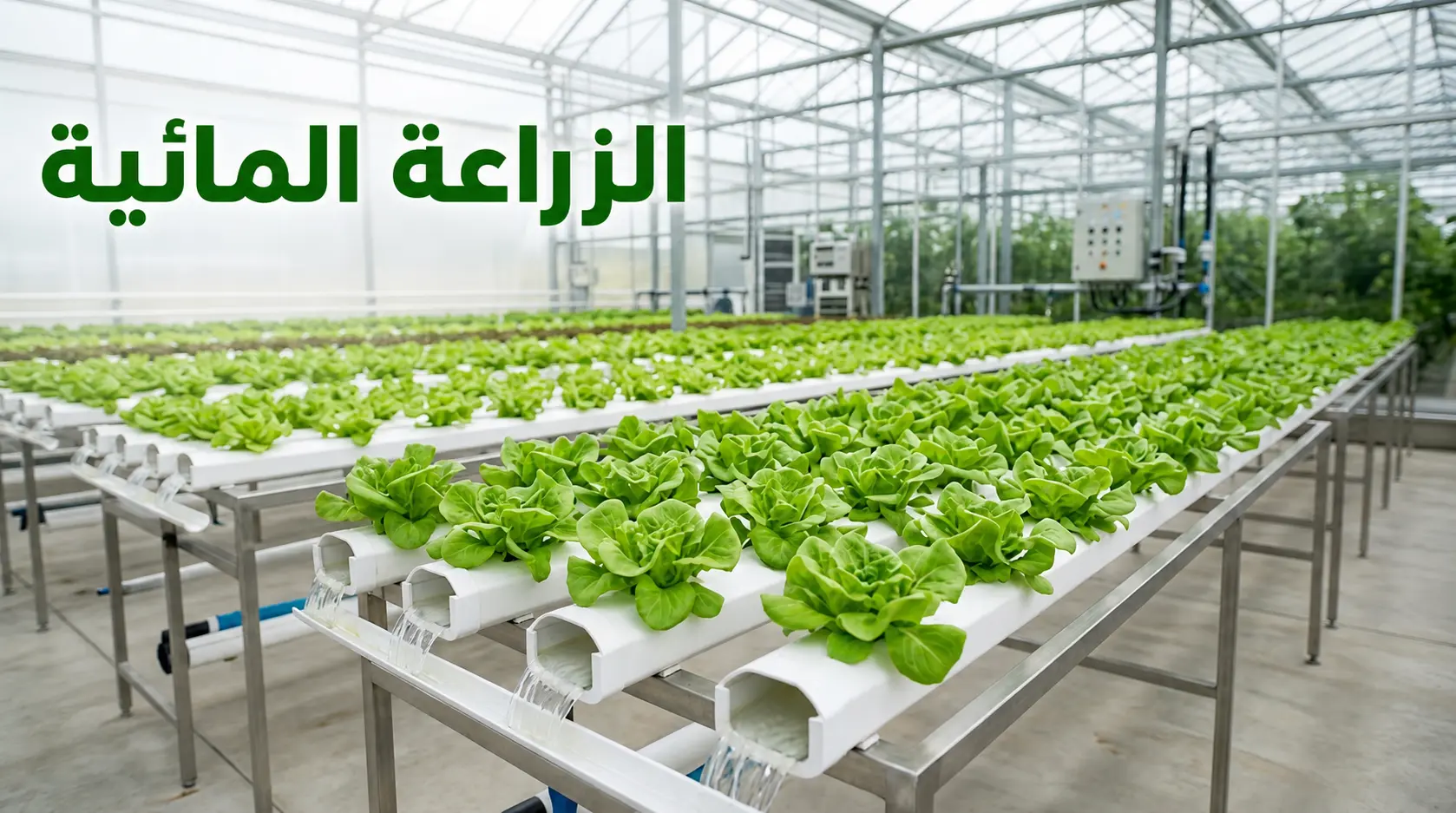 صورة غلاف توضح نظام الزراعة المائية في بيت محمي حديث