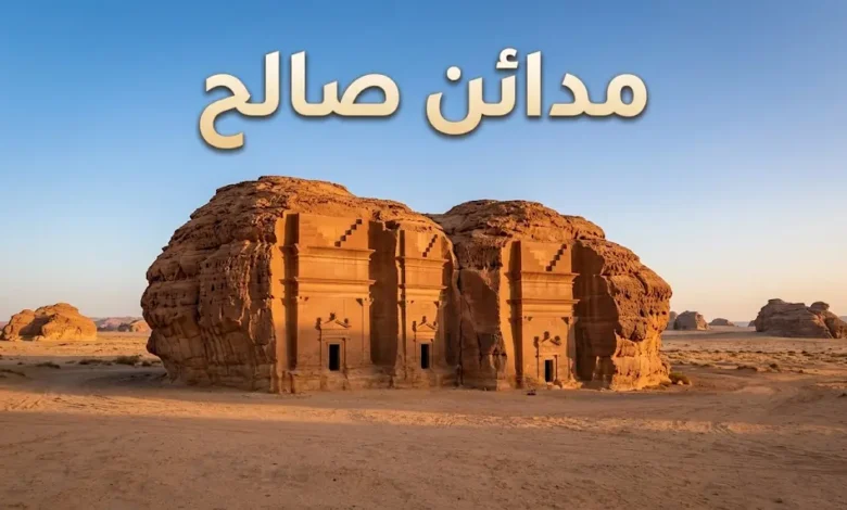 صورة غلاف تُظهر واجهات مدائن صالح المنحوتة في الحجر الرملي بشمال غرب السعودية