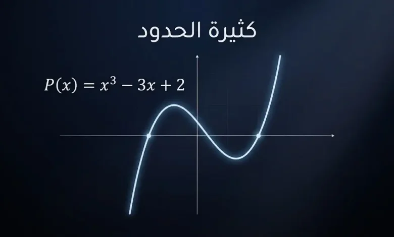 رسم بياني ثلاثي الأبعاد لمنحنى كثيرة حدود تكعيبية يوضح مفهوم كثيرة الحدود