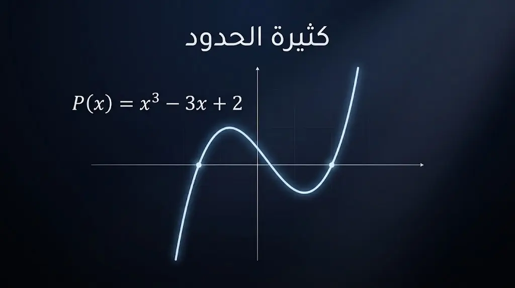رسم بياني ثلاثي الأبعاد لمنحنى كثيرة حدود تكعيبية يوضح مفهوم كثيرة الحدود