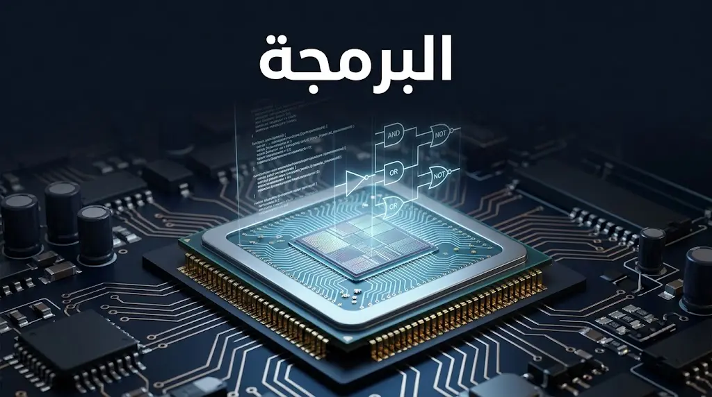 صورة غلاف توضح مفهوم البرمجة كجسر بين الفكرة البشرية وشريحة المعالج الإلكترونية