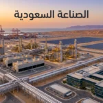 غلاف يوضح مشهداً صناعياً سعودياً يجمع بين البتروكيماويات والموانئ والطاقة والتصنيع الحديث.